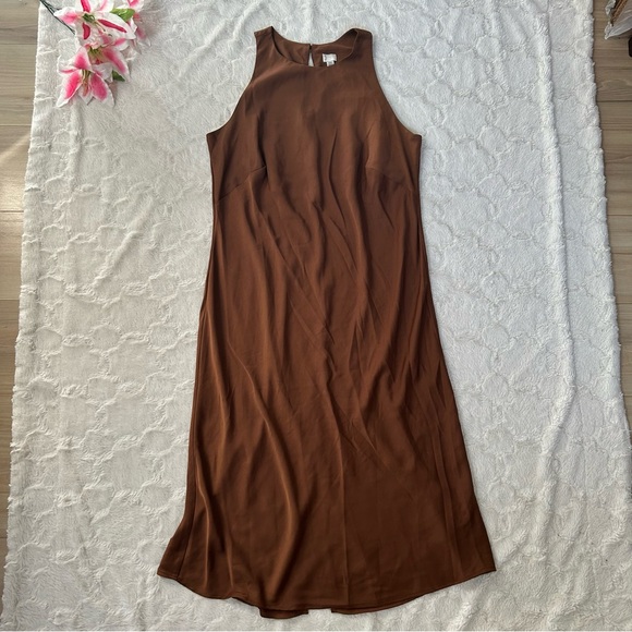a new day Dresses & Skirts - A New Day - Chocolate Brown Satin Midi Dress - XXL